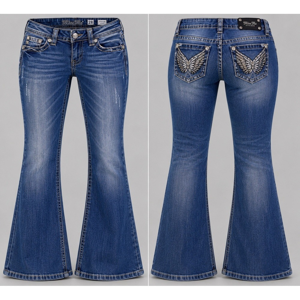 Miss Me jeans wing straight  womens  31   americana whiskering rhinestones y2k